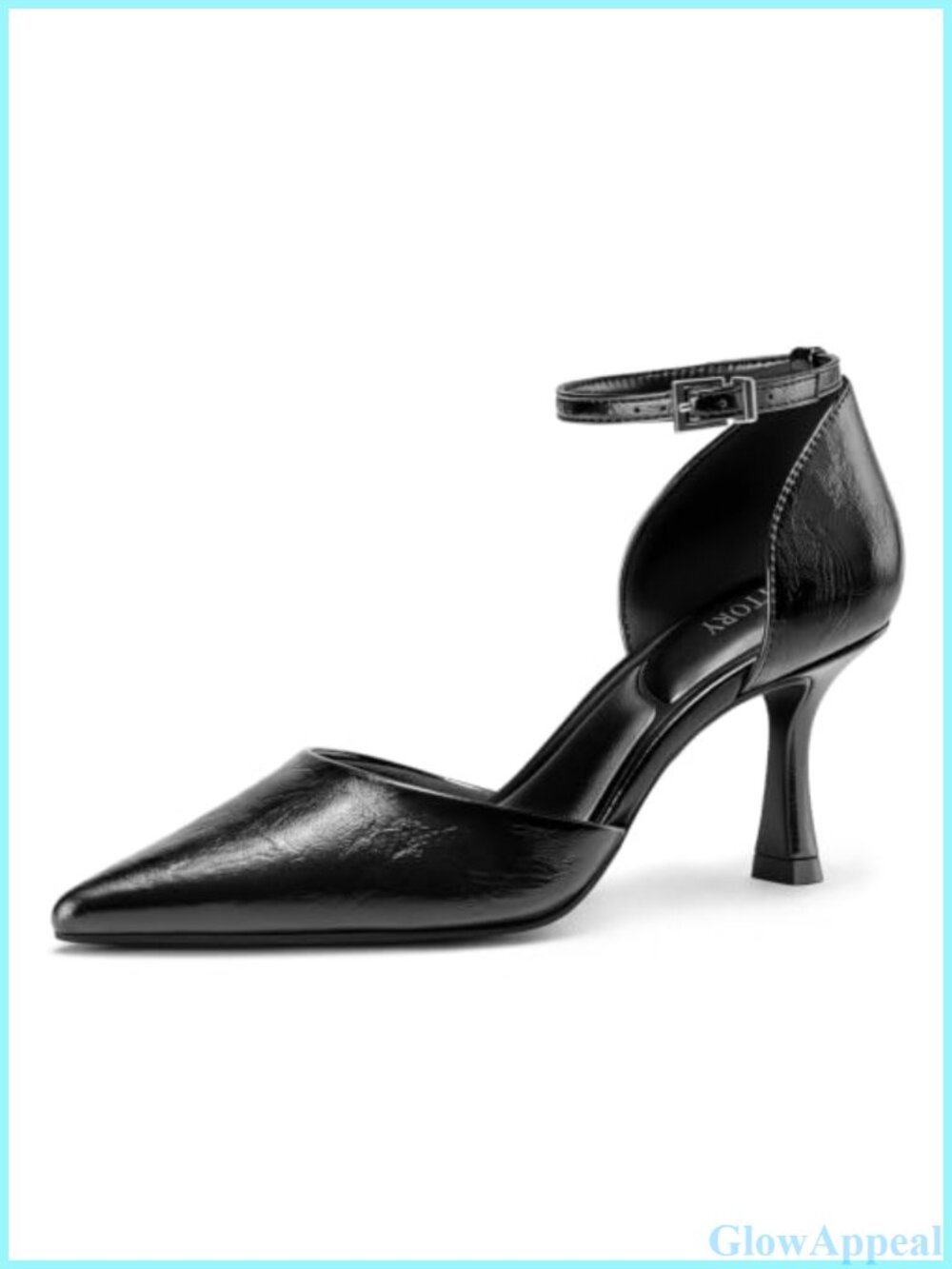 Pointed Toe Stiletto Heels Ankle Strap Dress Pumps Faux Leather